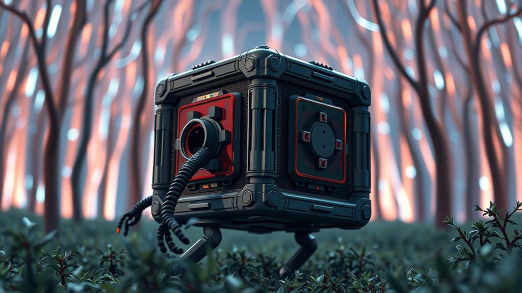 Surreal Hyperrealistic Alien Cuboid Wonders in an Electronic...
