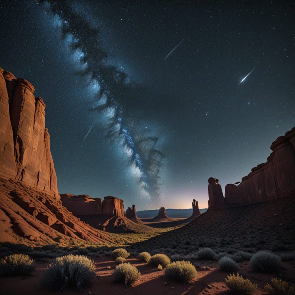 Ethereal Utah Night Sky with Shooting Star