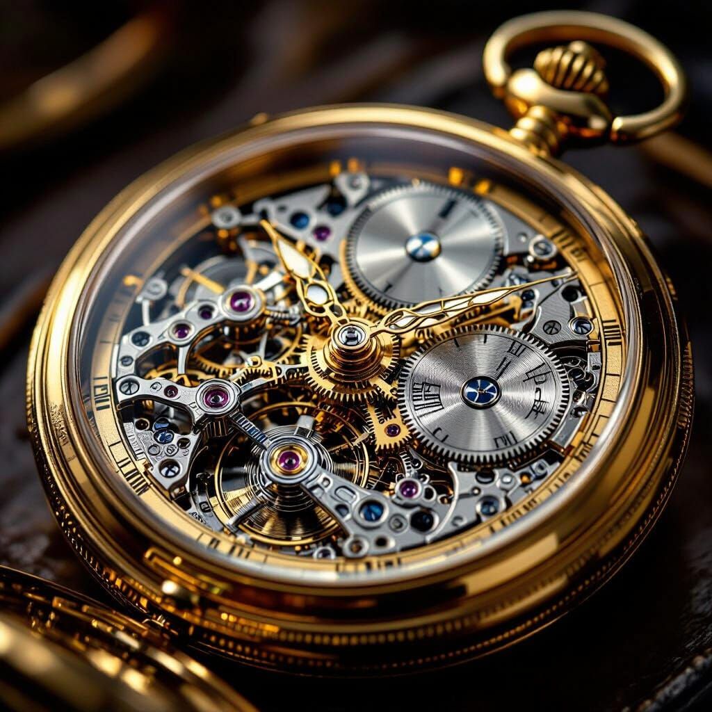 Intricate Antique Pocket Watch with Visible Gears