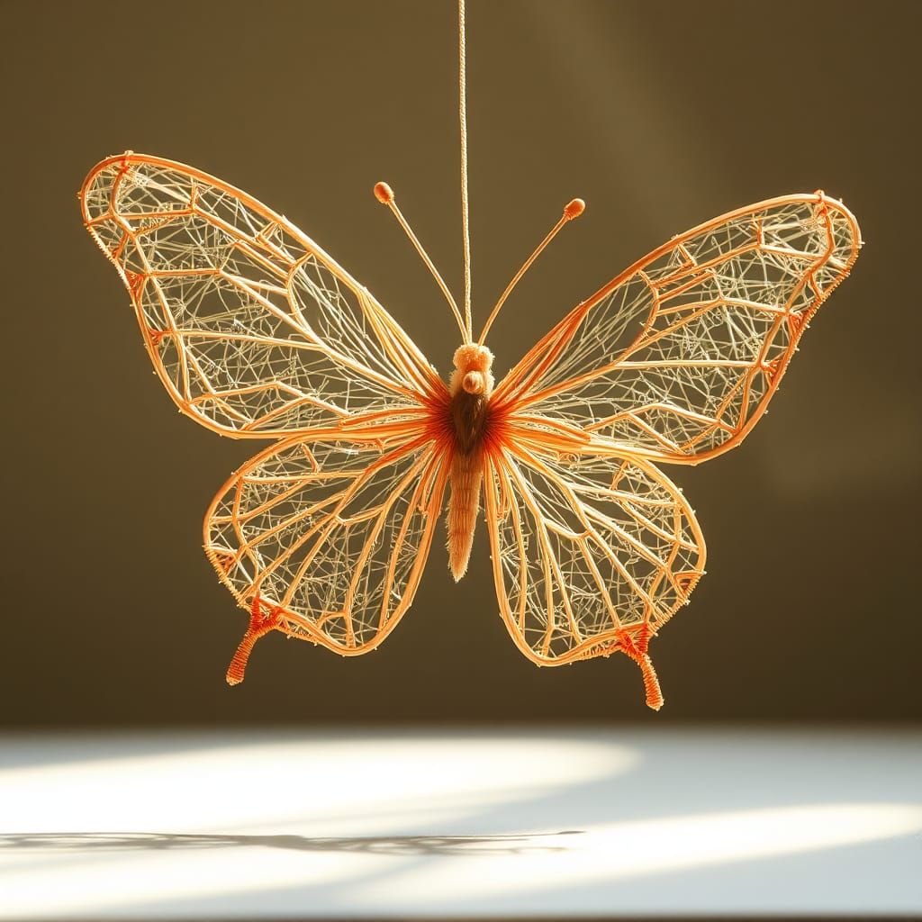 Ethereal String Butterfly Inspired by Asawa and Haeckel