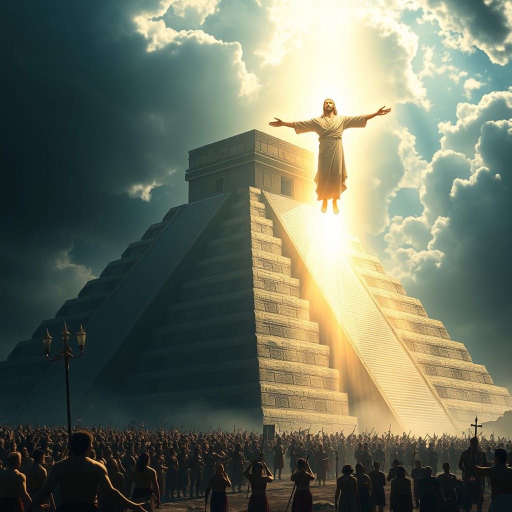 Epic Cinematic Jesus Descends Amid Mesoamerican Splendor