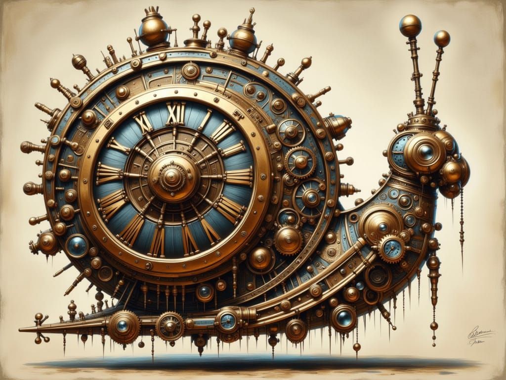 Steampunk Mechanical Snail with Balloon Accents