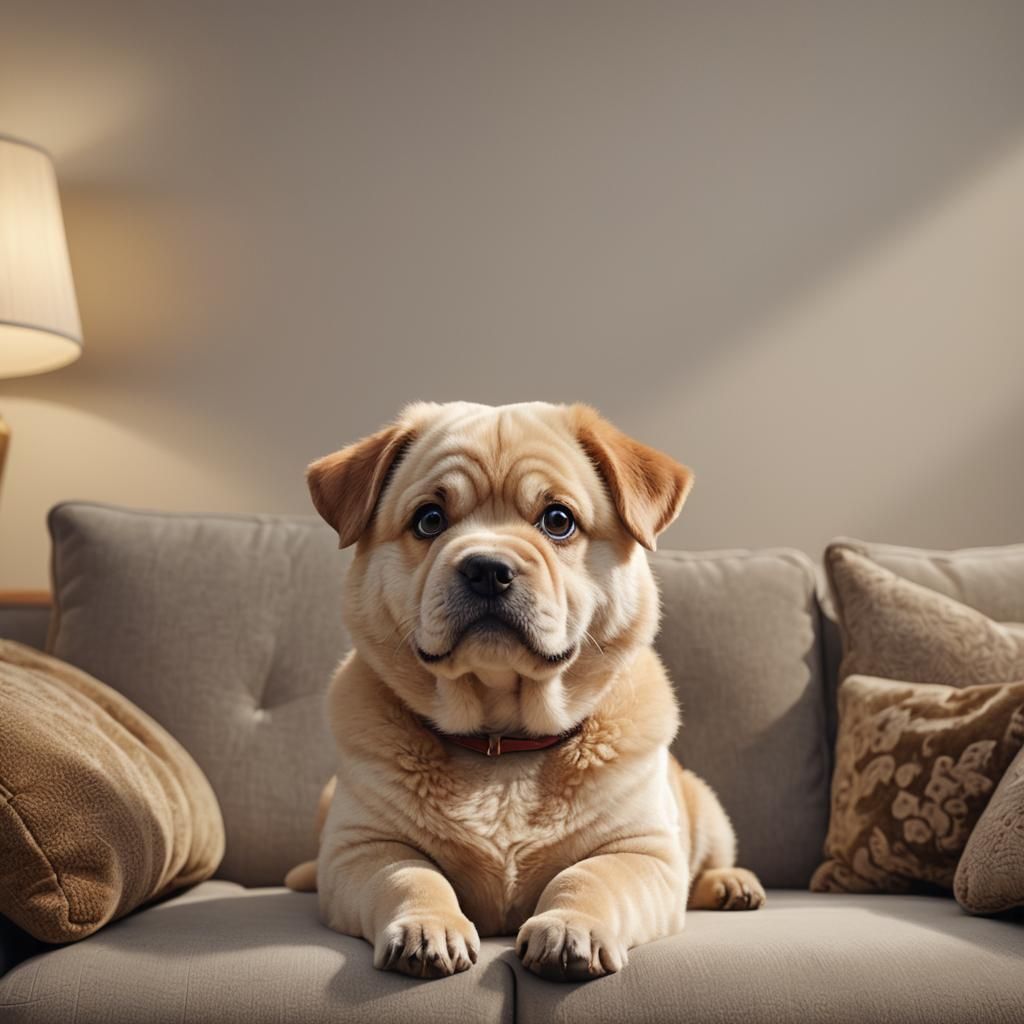 Adorable Chubby Dog Portrait in Stylized 3D