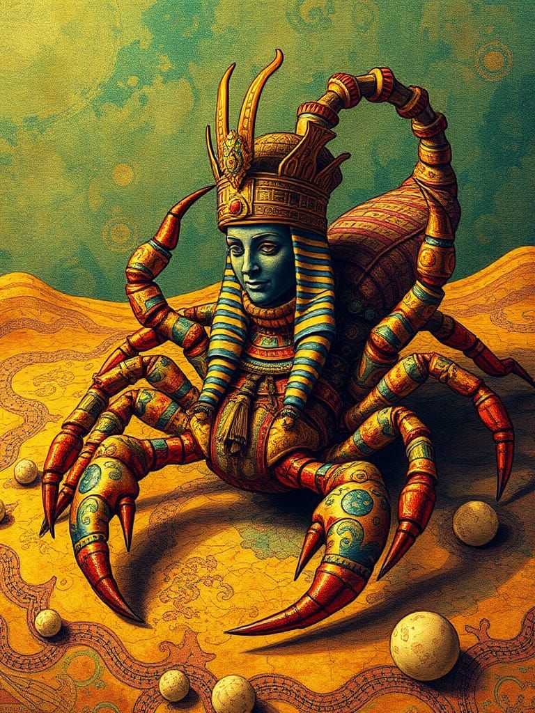 Psychedelic Egyptian Scorpion King Hybrid Art