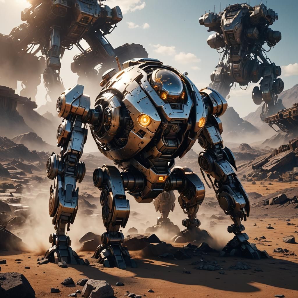 Futuristic Sci-Fi Robotic Orb in Desolate Wasteland