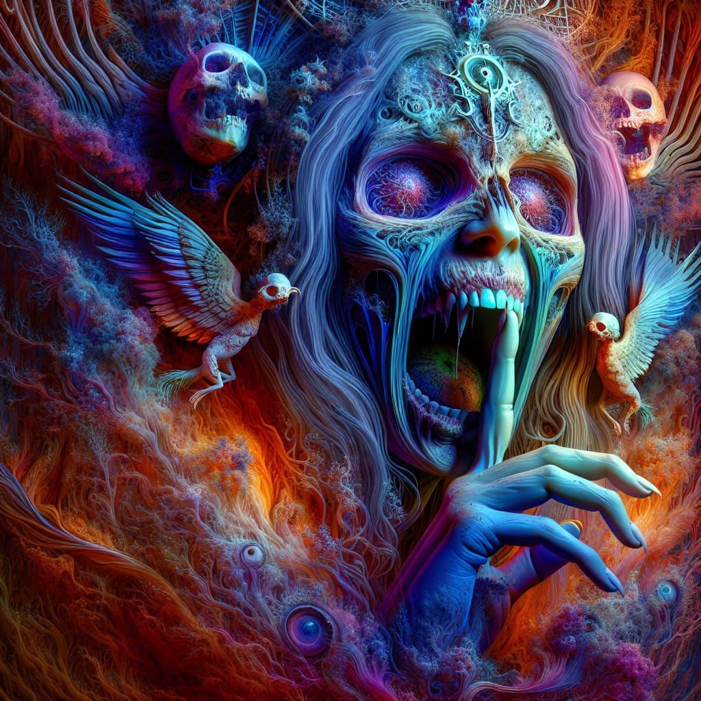 Terrifying Secret: Surreal Horror-Fantasy Portrait