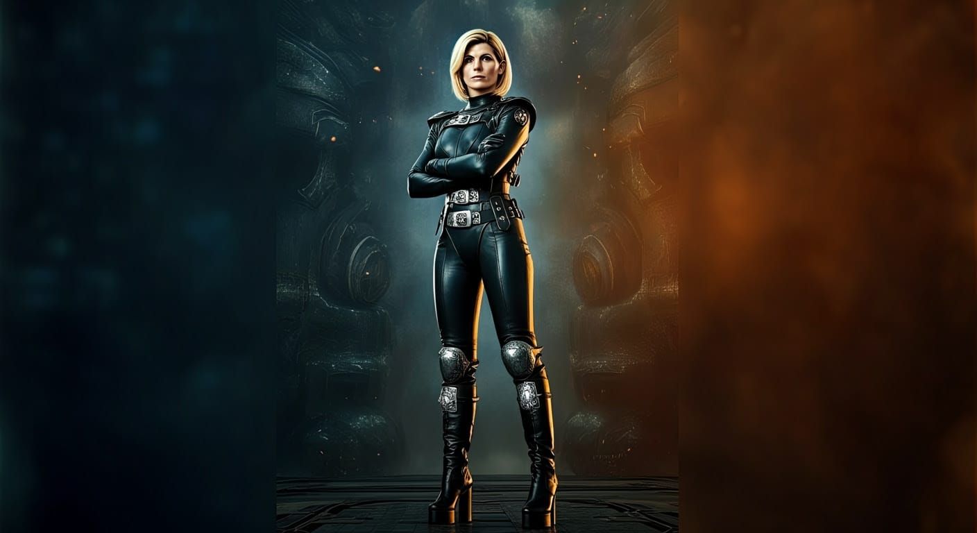 Confident Heroine in Vibrant Fantasy Landscape