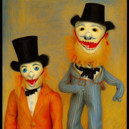 Puppets Held in Hands: Expressionist Art