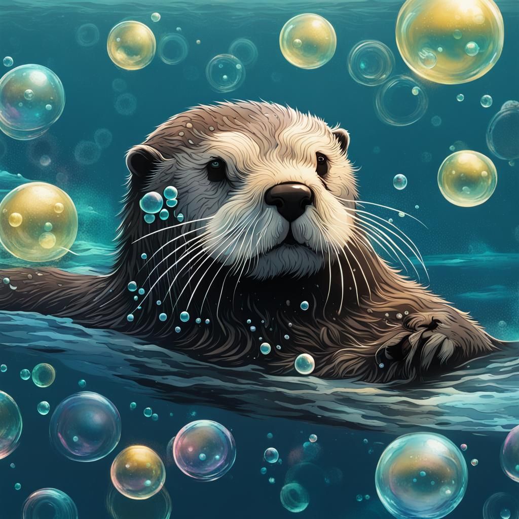 Cybernetic Sea Otter in Post-Apocalyptic Ocean