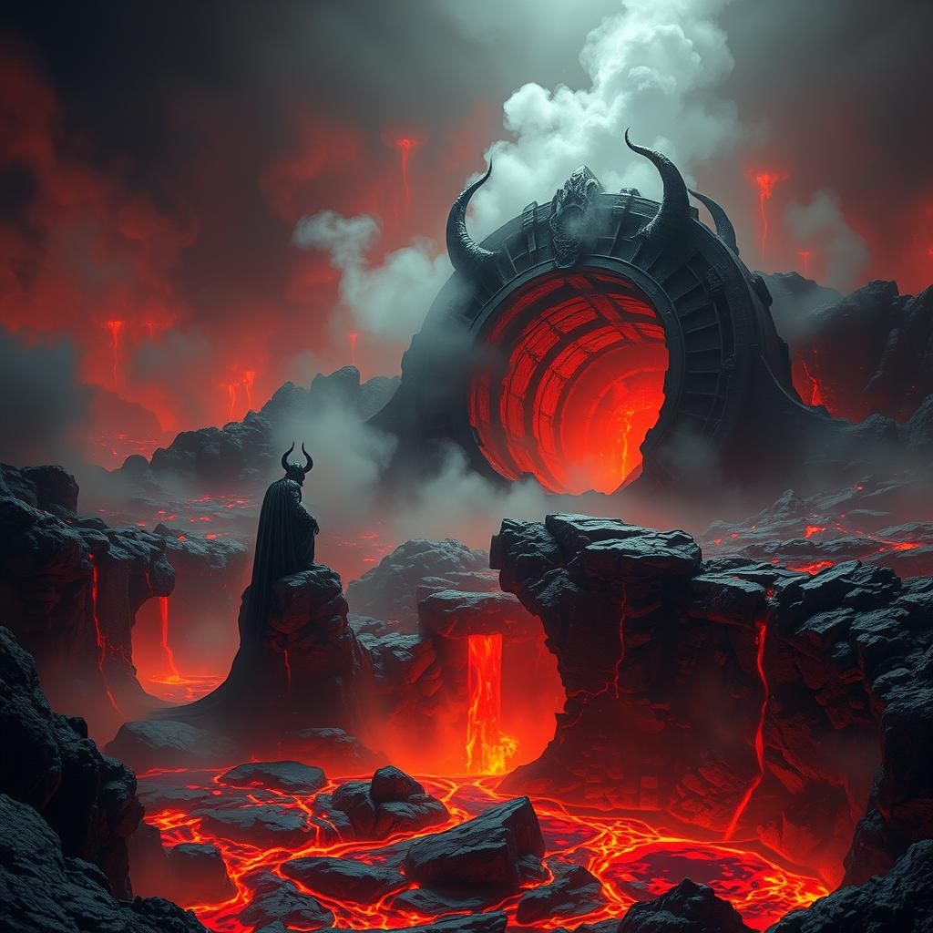 Demonic Portal to Hell in Surrealist Style