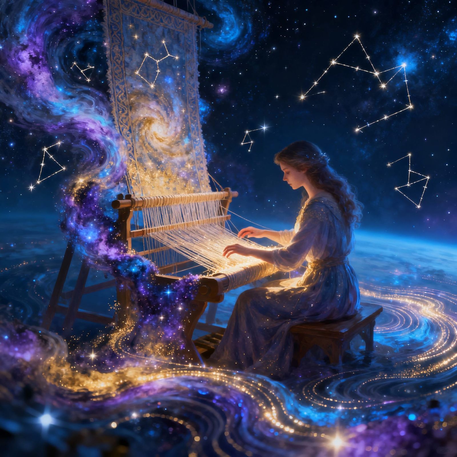 Celestial Musician Weaving Star-Song Tapestries in Cosmic Vo...