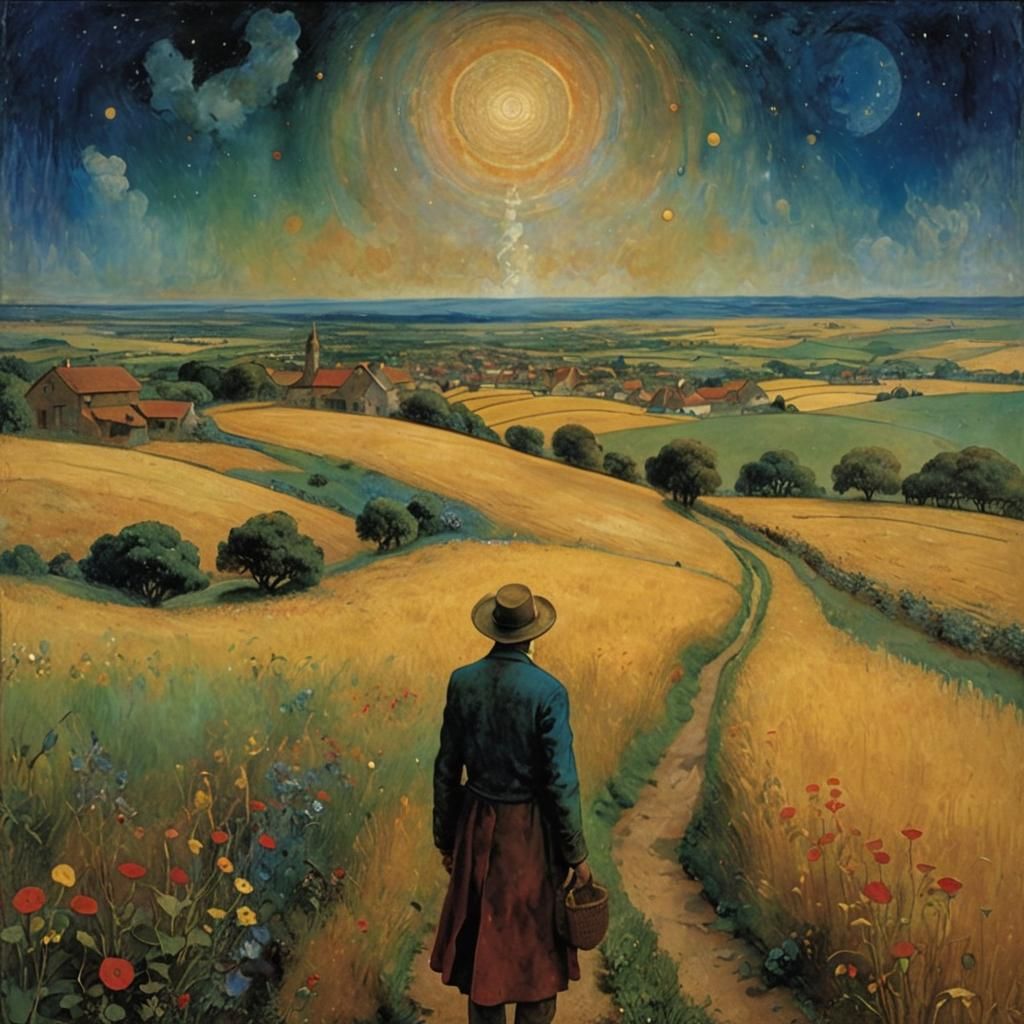 Hyperrealistic Image of Father Stepping into Infinity