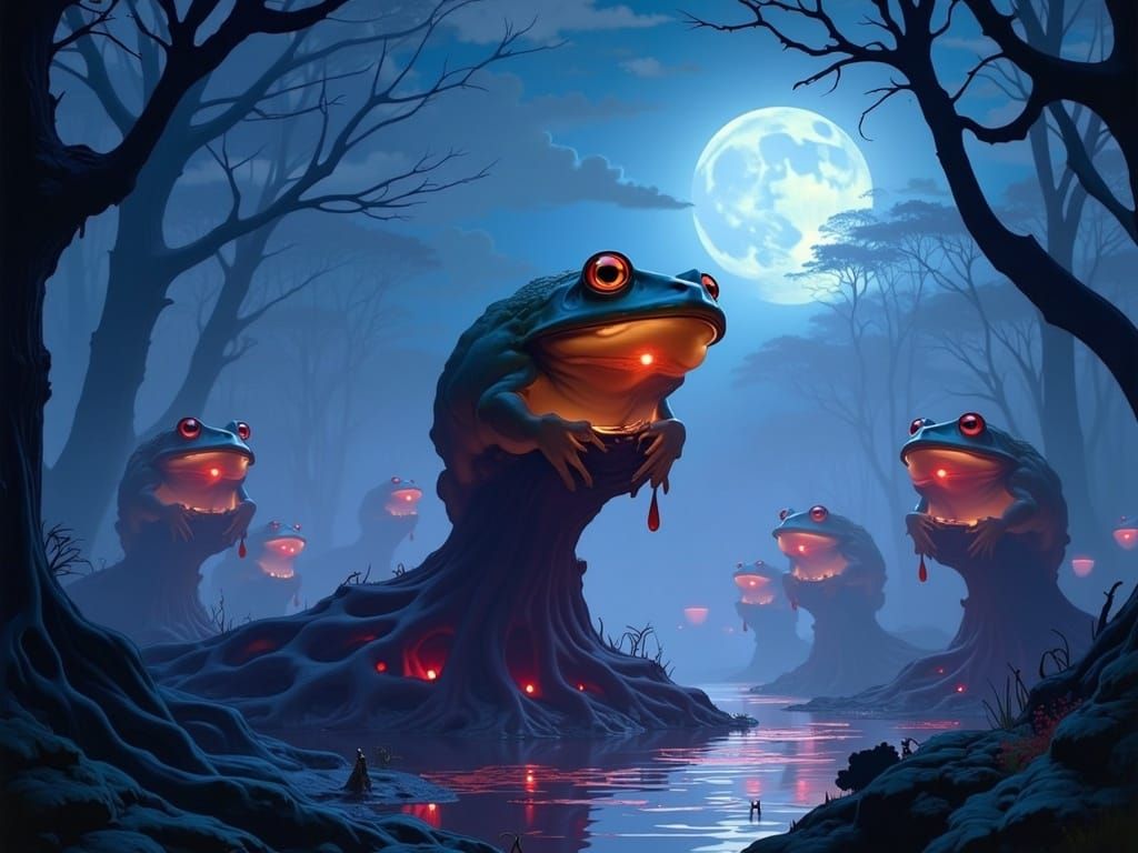 Surreal Alien Marsh Landscape in Dreamlike Art Nouveau Style