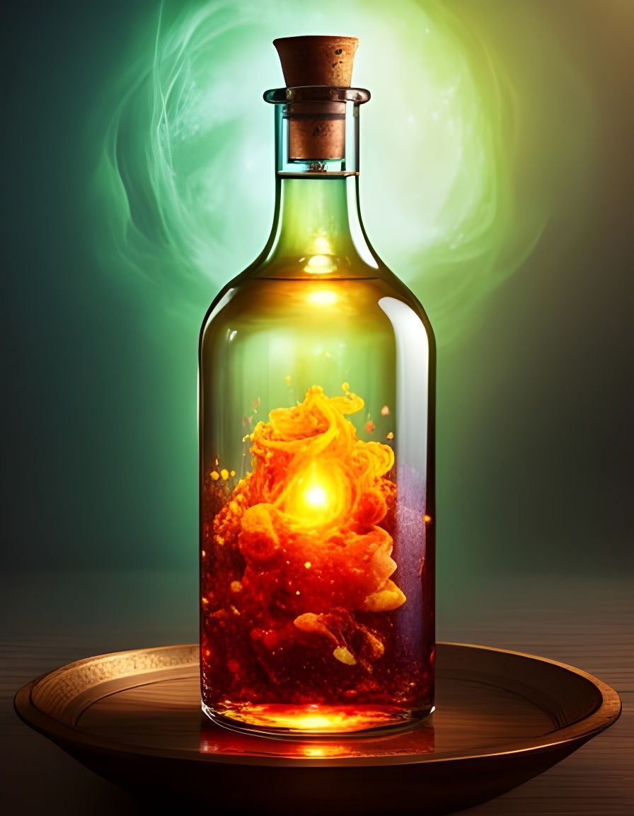 Magical Potion in Glass Bottle, Surreal Art