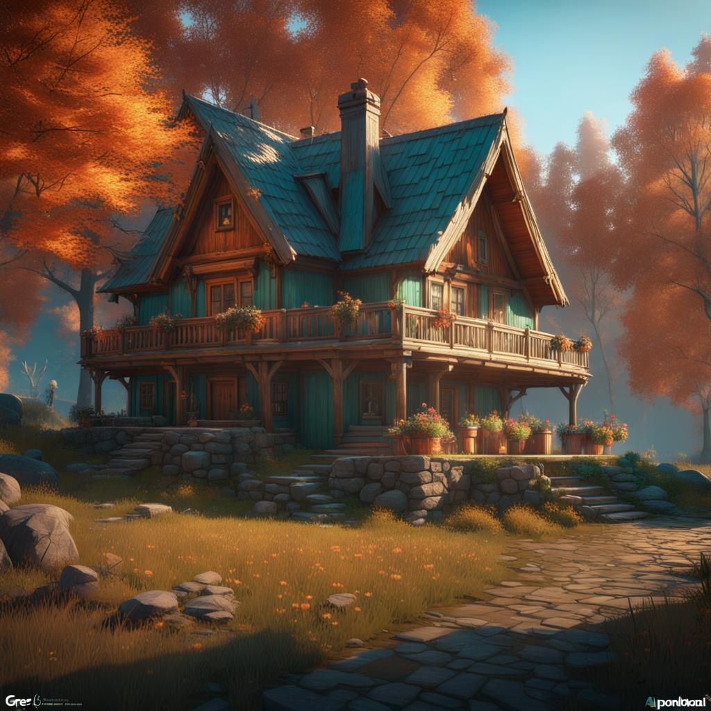 Nordic House in Rural Setting, Detailed Concept Art