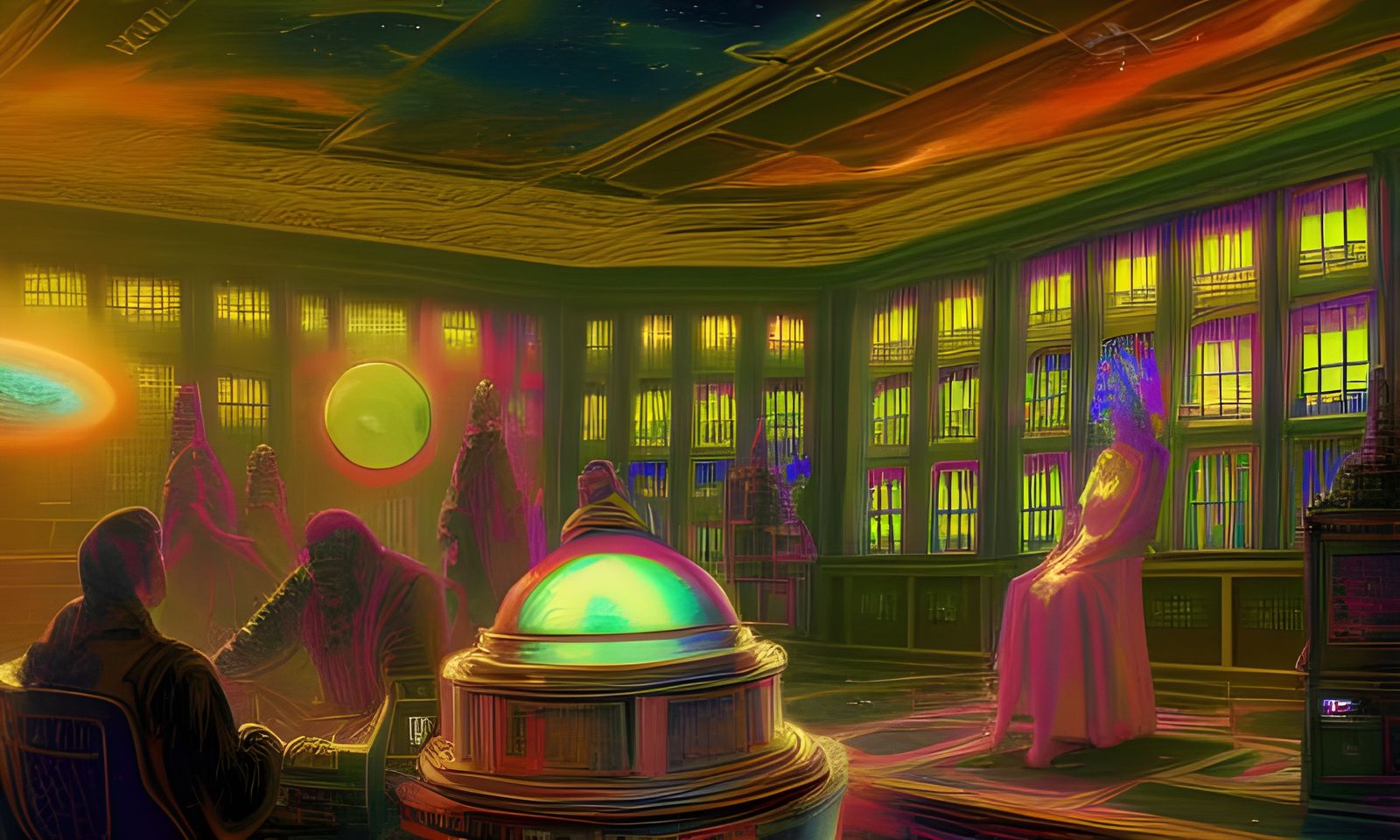 Baroque Alien Bureaucrats in Gothic Archive, Astral Illustra...