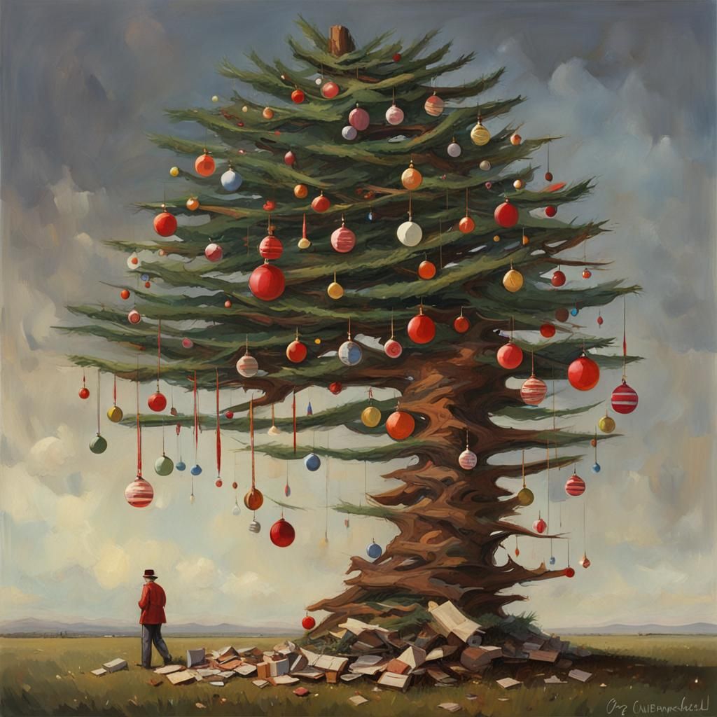 Whimsical Christmas Tree, Fantasy Art Style