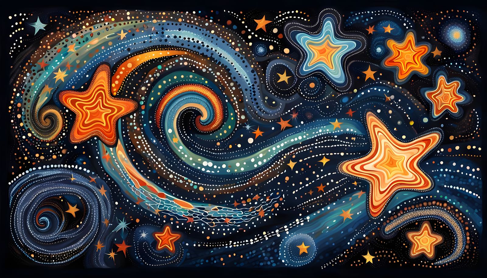 Dreamy Aboriginal Stars Swirling in Cosmic Maelstrom