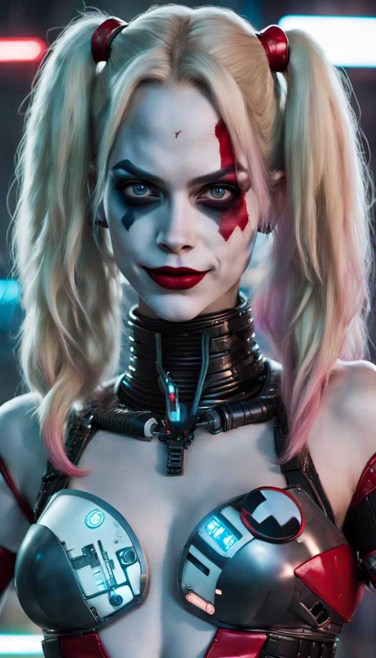 Cyberpunk Robo Harley Quinn with Transparent Body