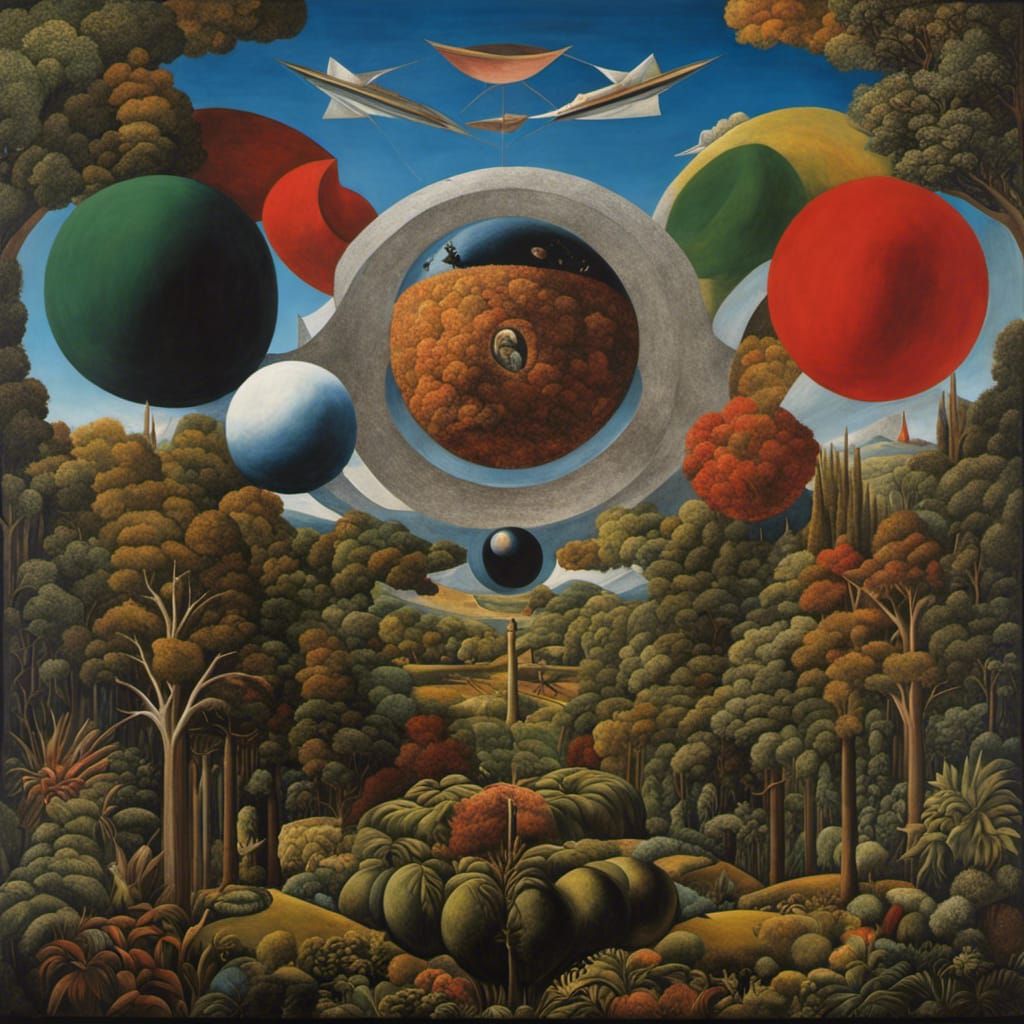 Psychedelic Abstract Fantasy Painting in Triadic Colors