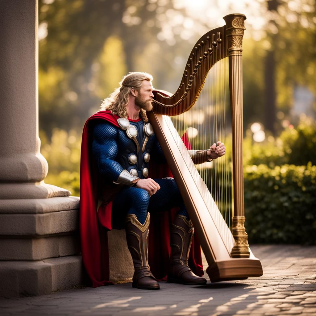 Thor Plays Harp for Superman: Professional Photography