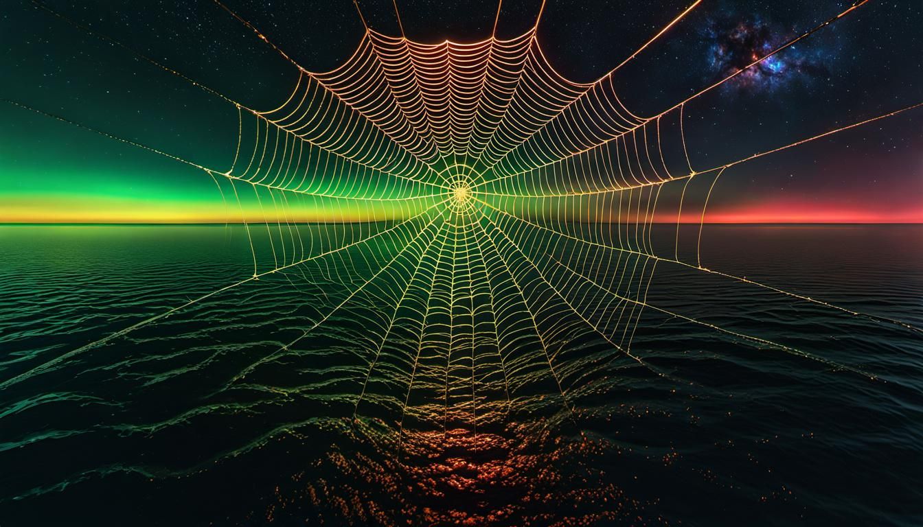 Spiderweb Nebula Reflection in Hyperrealistic Style