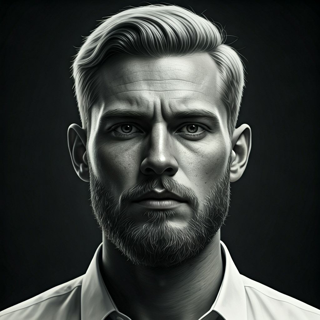 Monochrome Portrait of a Young Man in Cinematic Style