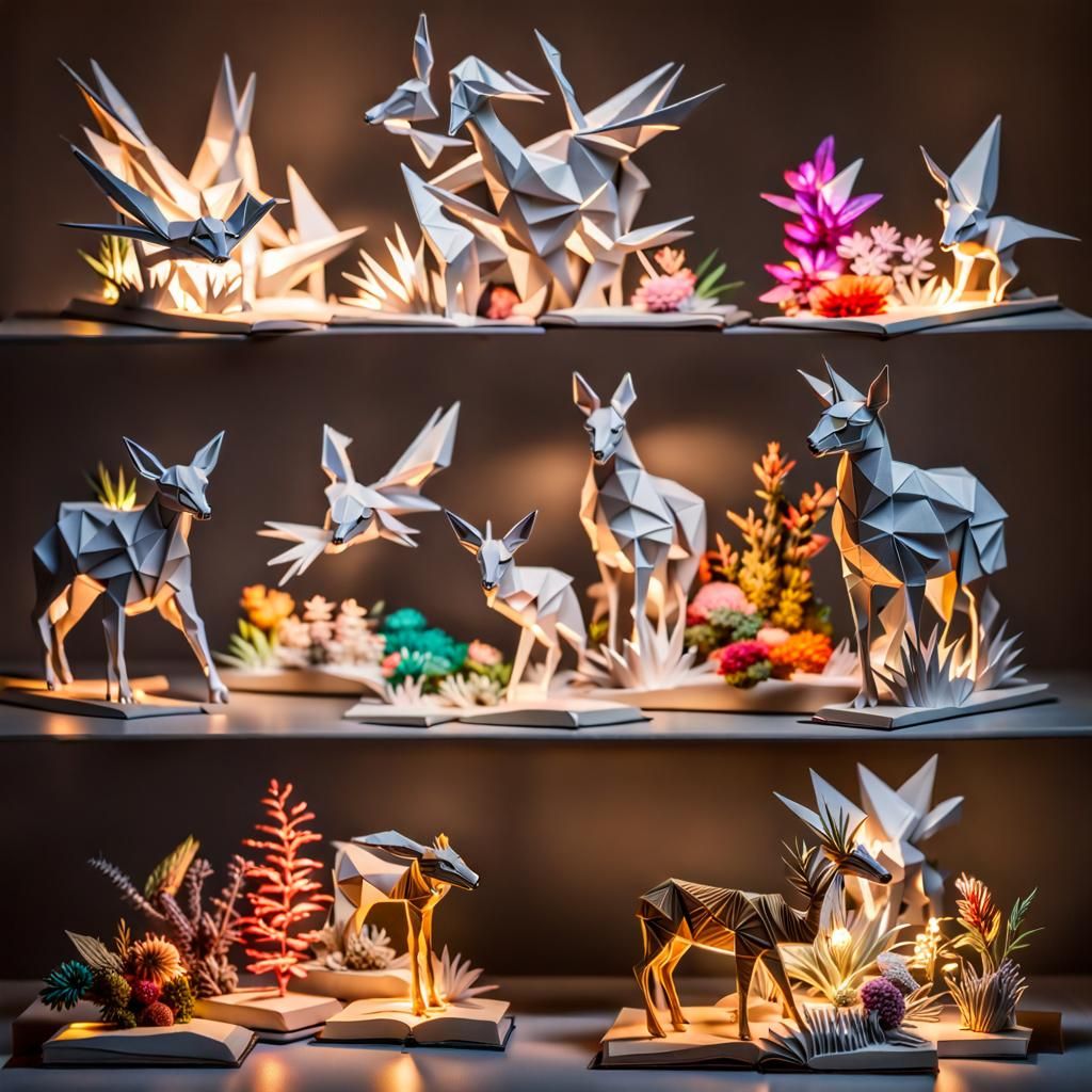 Luminous Origami Diorama with Internal Lighting