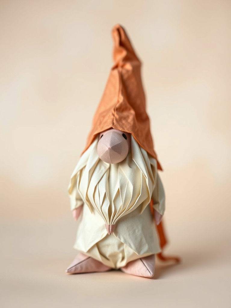 Whimsical Origami Gnome in Dreamy Soft Focus