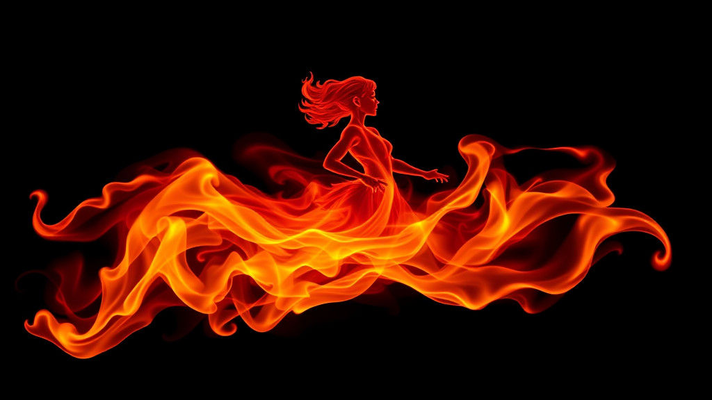 Abstract Flames Form Dancing Woman in HDR