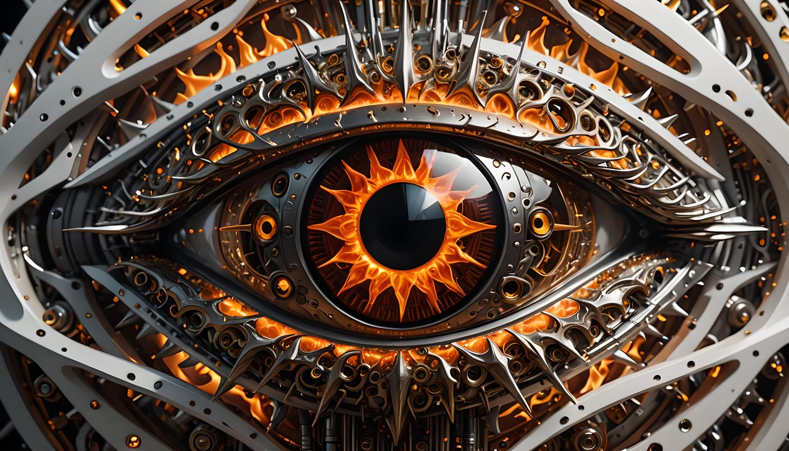 Biomechanical Eye Eclipse: Detailed Neo-Impressionist Portra...