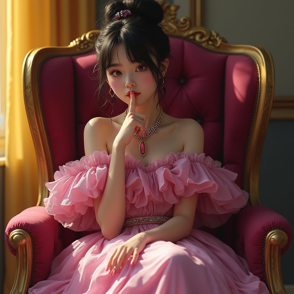 Ethereal Girl in Golden Glow Portrait