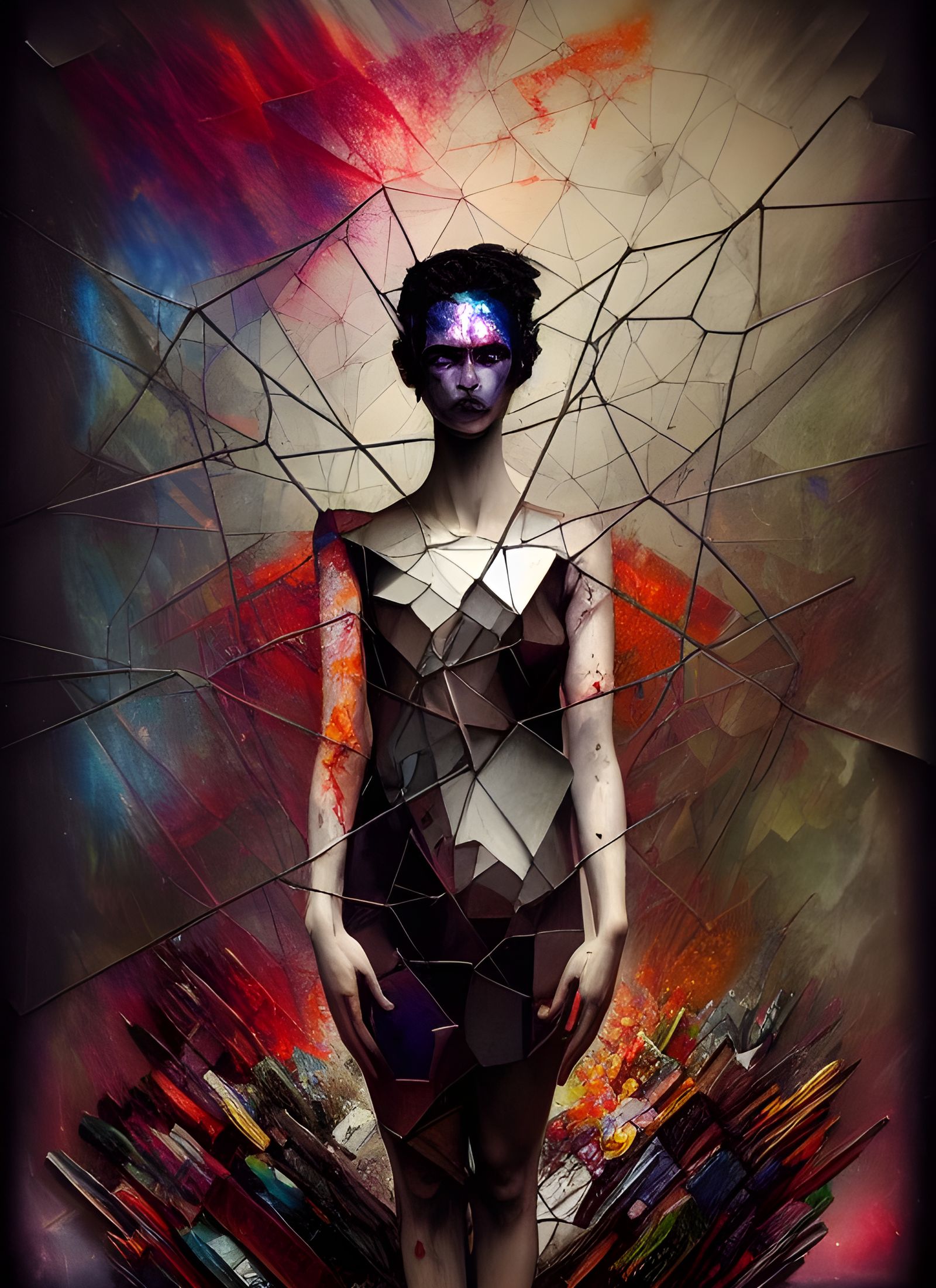 Fragmented Asylum: Surreal Poster Art of Crumbling Mind