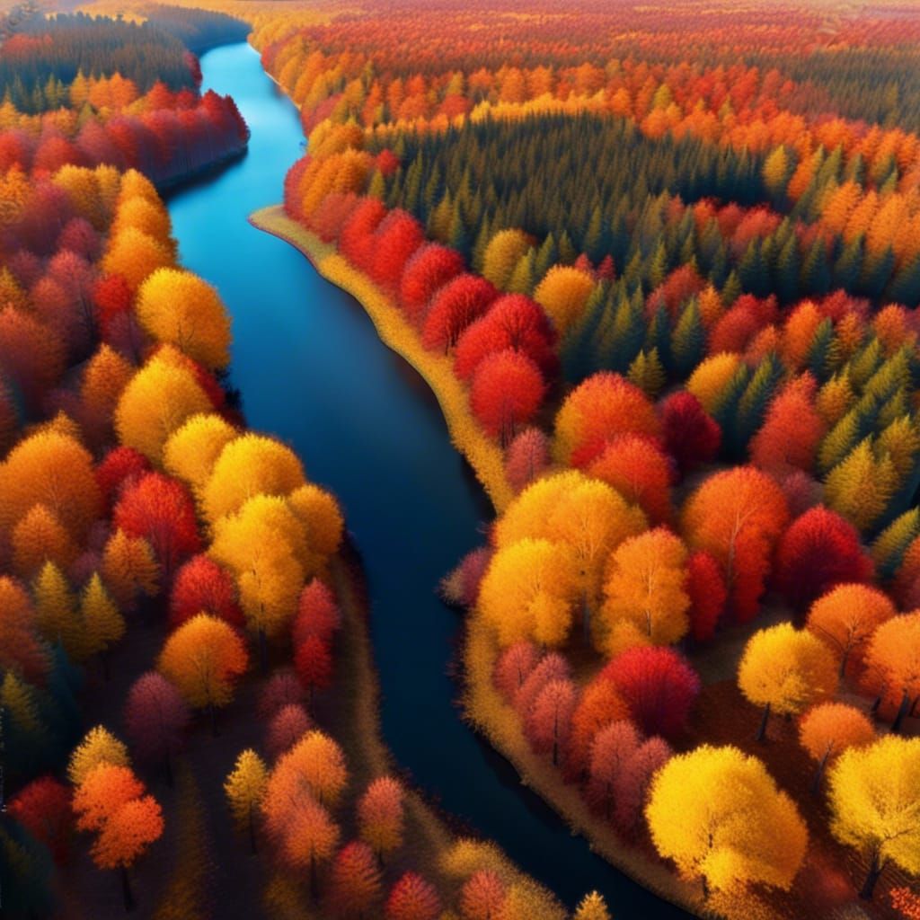 Vibrant Autumnal Forest Scenery From Above
