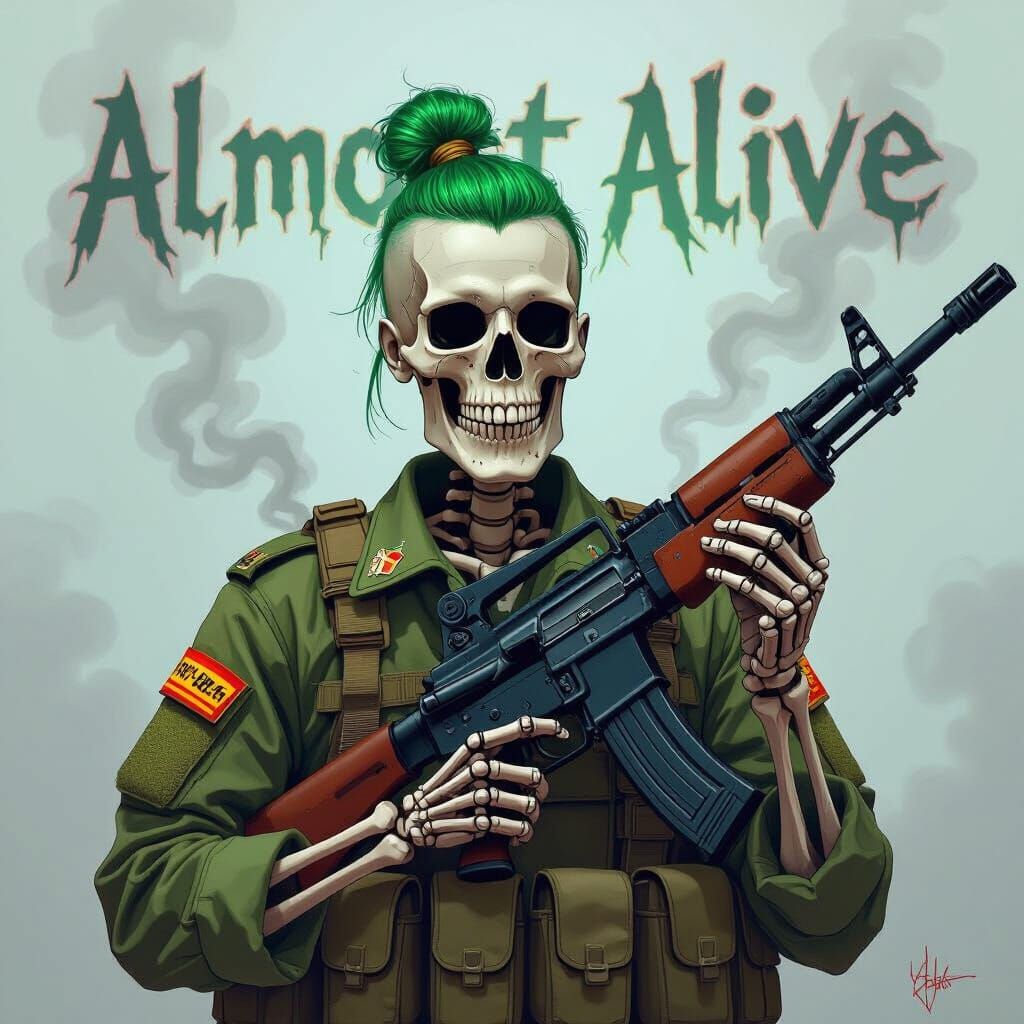 Skeleton Soldier with AK-74 in Dark Mystical Style