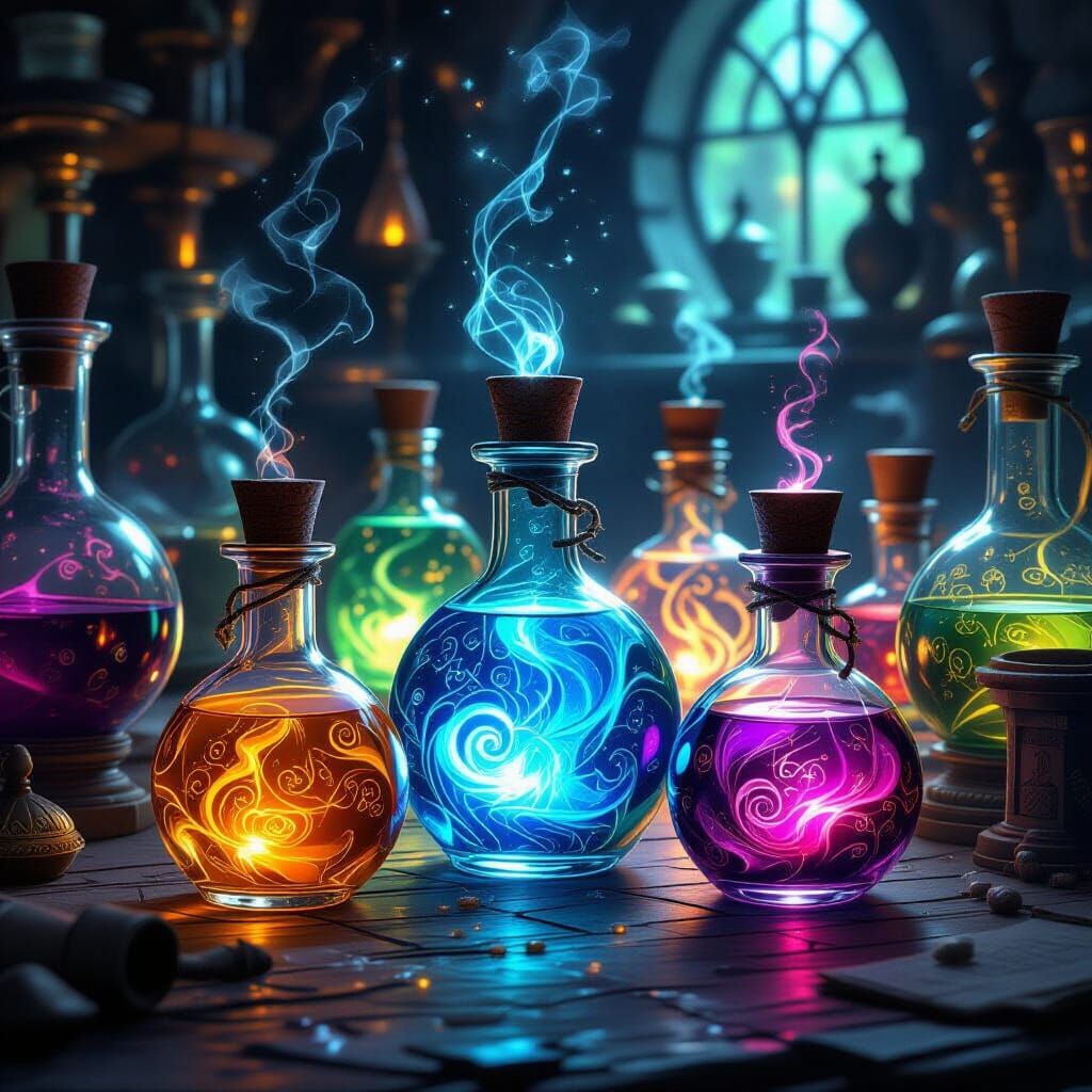 Enchanting Magical Potions in Ancient Lab