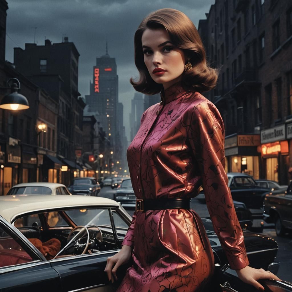 Film Noir Portrait of Woman in 1960s Studio