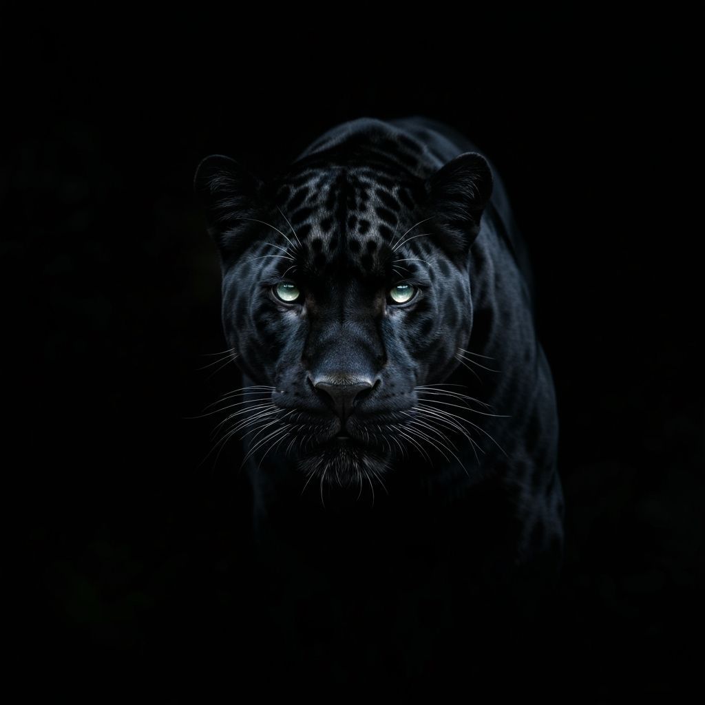 Majestic Black Panther Emerges from Shadows