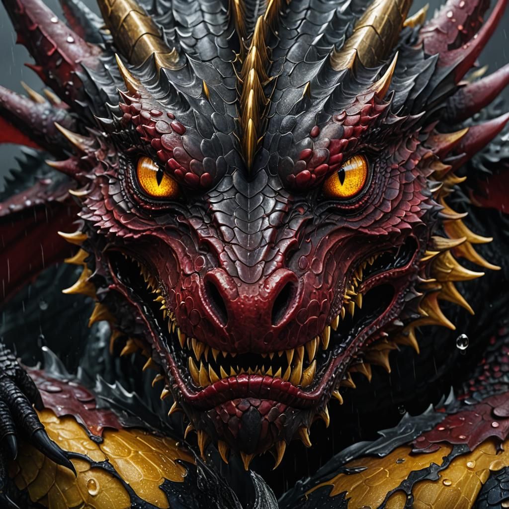 Dramatic Red Dragon with Yellow Eyes