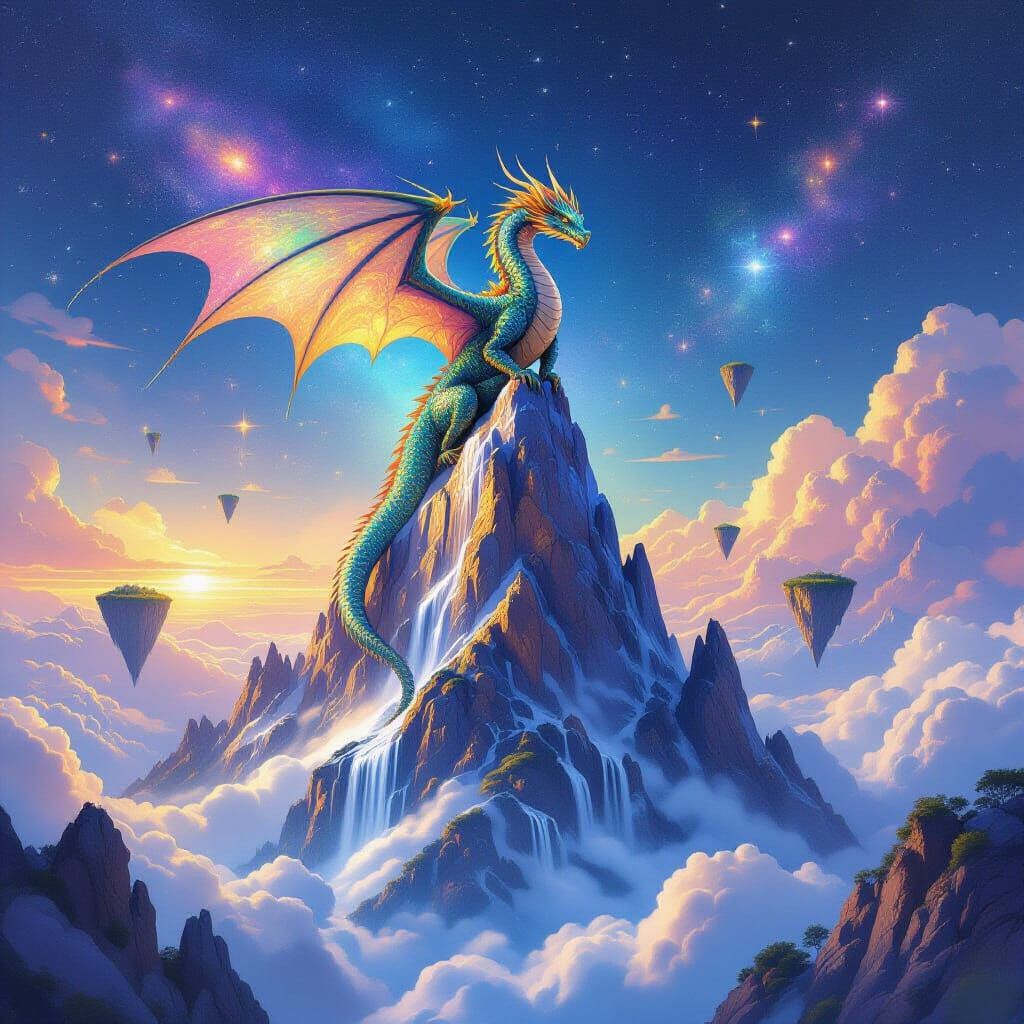 Majestic Galaxy Dragon on Crystalline Peak