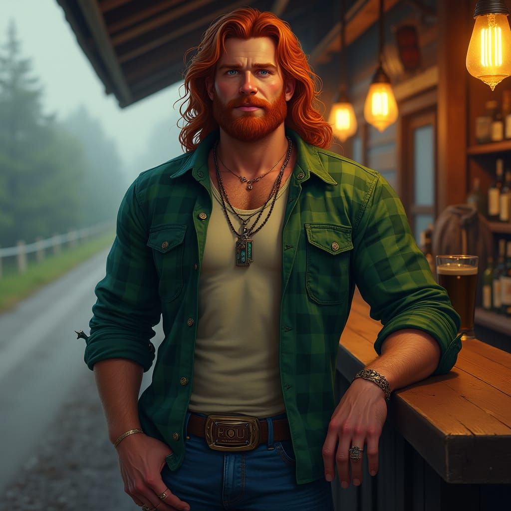 Hyper-Realistic Portrait of a Muscular Viking at a Roadside ...