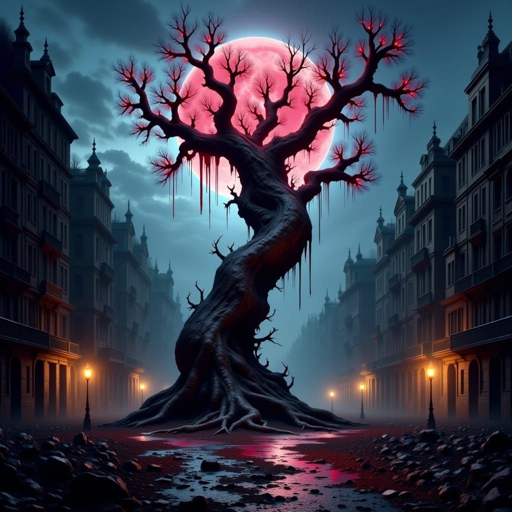 Twisted Tree of Eerie Pearl and Blood in Post-Apocalyptic Pa...