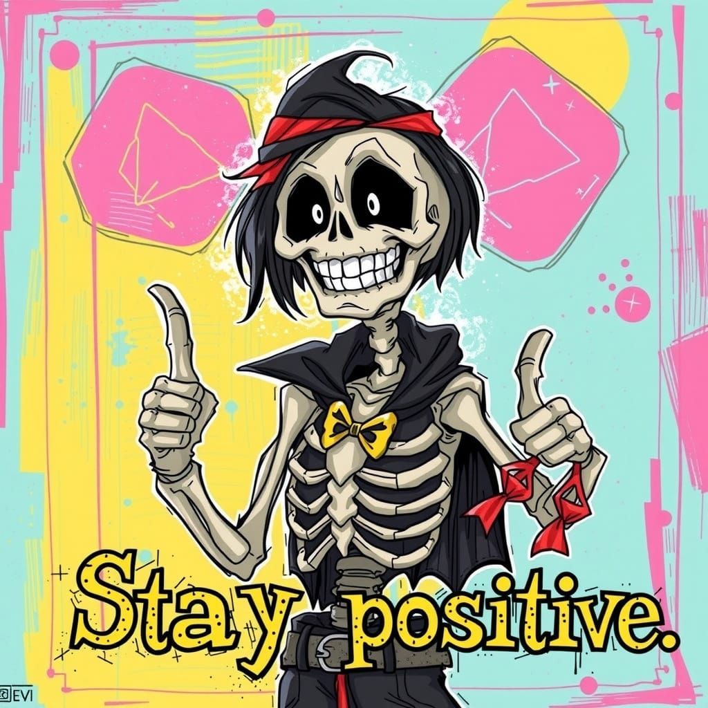 Emo Goth Skeleton Giving Thumbs Up