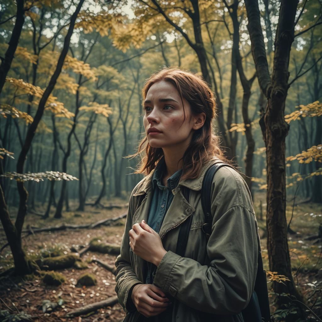 Girl's Longing Gaze: A Cinematic Film Still