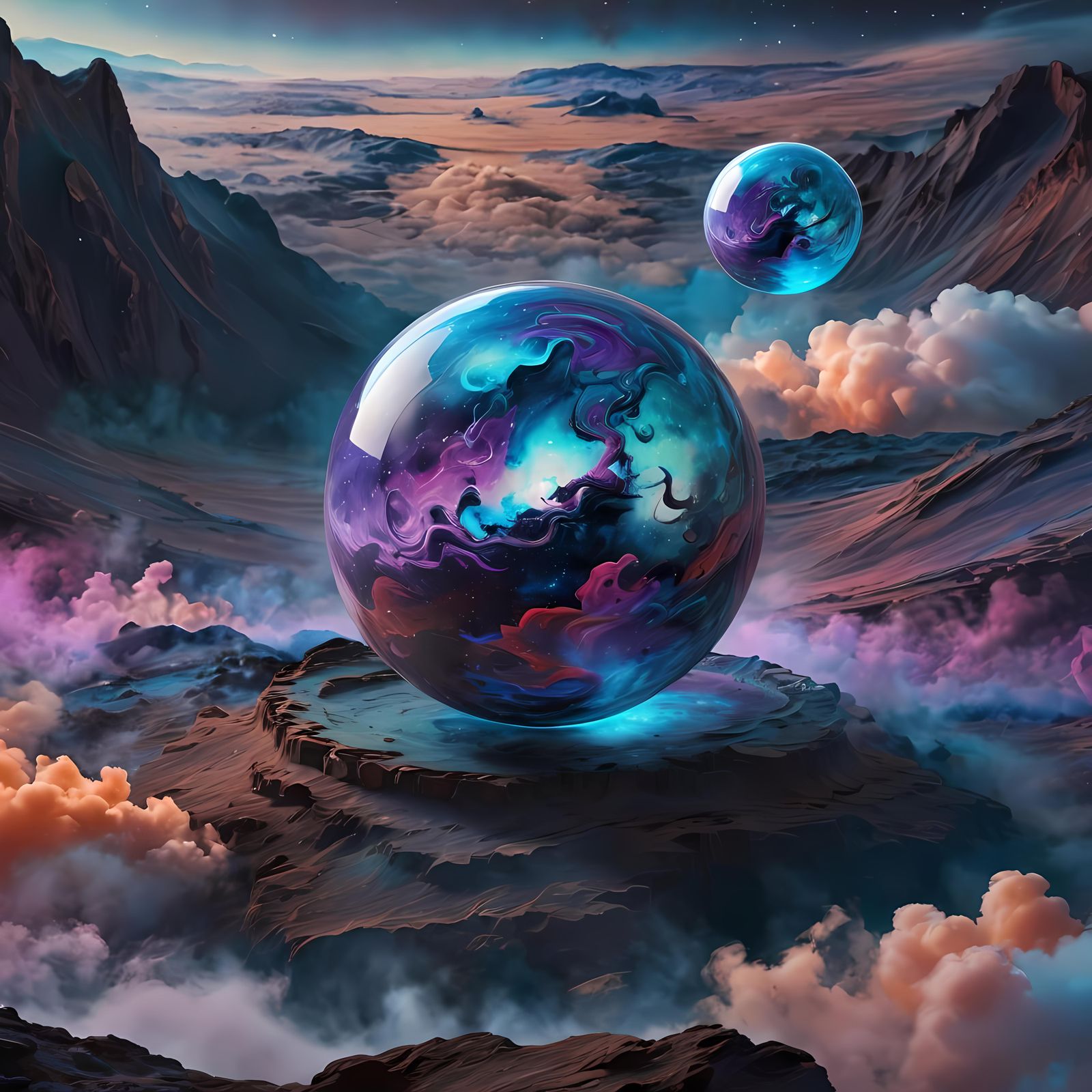 Mystical Orb Filled with Swirling Energy in Space