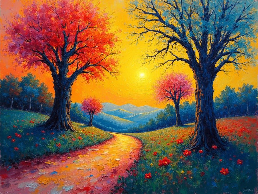 Expressive Fauvist Landscape in Bold, Vibrant Colors