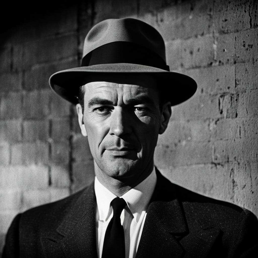 Classic 1950s Man in Film Noir Style