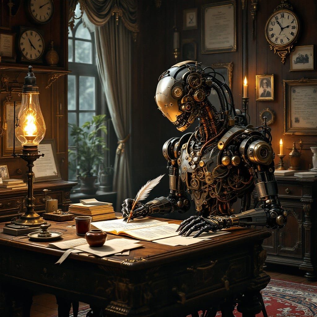 Steampunk Mechanical Arm Writes Love Letters
