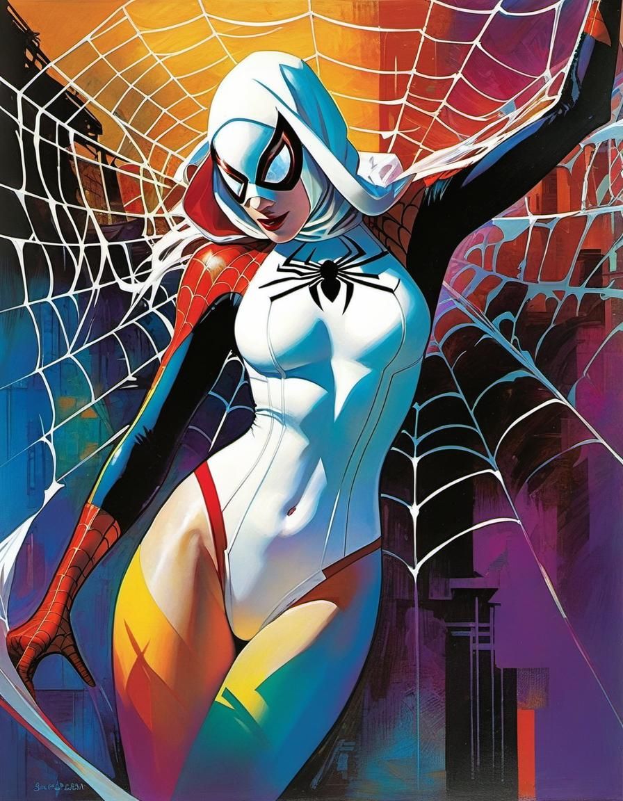 Spider Gwen Swimsuit Model in Expressionist Style