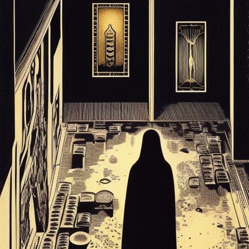 Disturbing Prayer Card Lithograph in Hyperrealistic Style